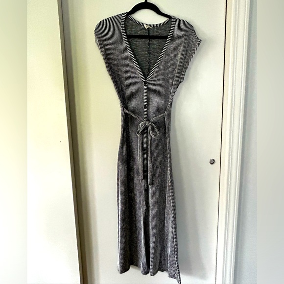 B&W Striped Midi Dress - Picture 1 of 5